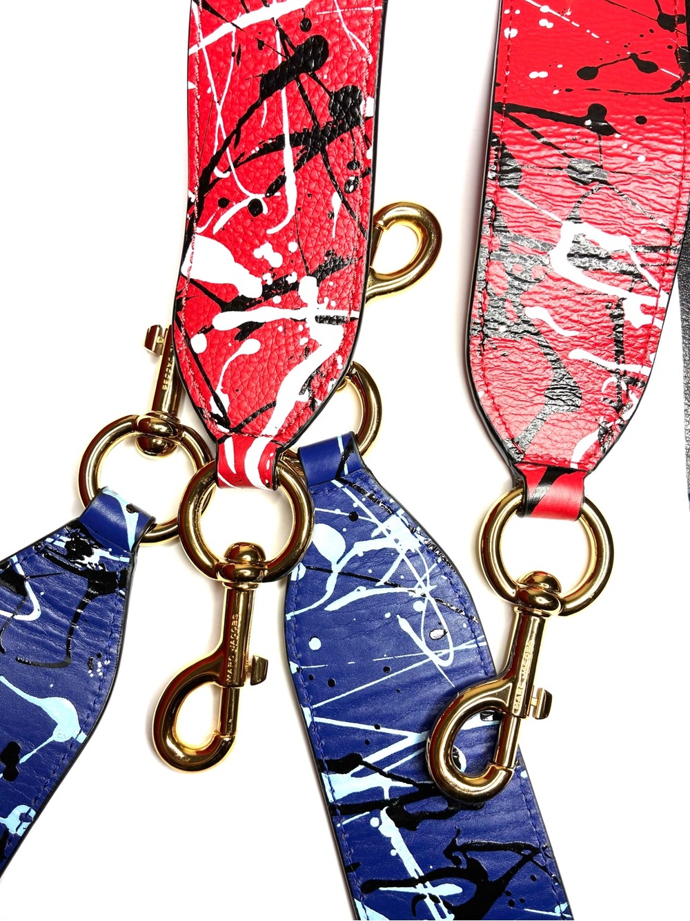 Authentic Marc Jacobs Red Splatter Paint Leather Bag Strap - Rare Runway Piece